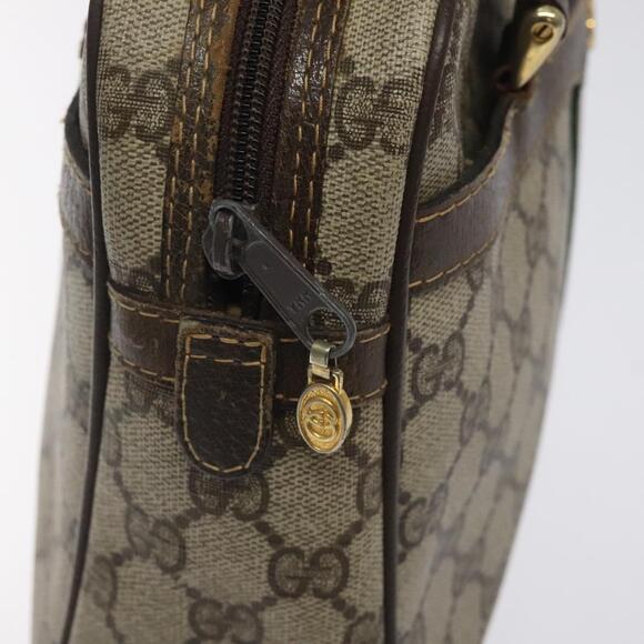 GUCCI GG Supreme Web Sherry Line Hand Bag Pvc Beige Gold Red - Picture 15 of 16